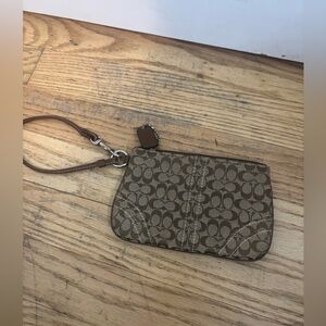 Coach Brown Wristlet with Signature Pattern vintage EUC